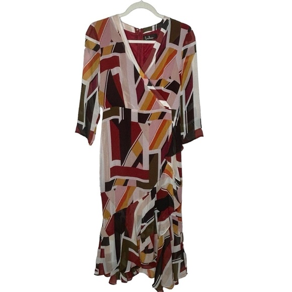 Lulus Shape It Up Burgundy Multi Print Midi Dress - Picture 5 of 16